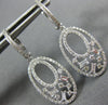 ESTATE .75CT ROUND AND BAGUETTE DIAMOND 14KT WHITE GOLD 3D OVAL HANGING EARRINGS