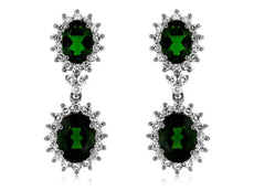 5.80CT DIAMOND & AAA RUSSALITE 14KT WHITE GOLD 3D OVAL FLOWER HANGING EARRINGS
