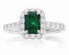 1.63CT DIAMOND & AAA COLOMBIAN EMERALD 14KT WHITE GOLD 3D HALO ENGAGEMENT RING