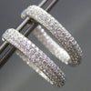 ESTATE WIDE 2.20CTW DIAMOND 14KT WHITE GOLD INSIDE OUT OVAL HOOP EARRINGS UNIQUE