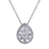 ESTATE .73CT DIAMOND 18KT WHITE GOLD 3D TEAR DROP CLUSTER SNOW FLAKE PENDANT
