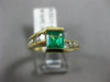 ESTATE WIDE 1.30CT DIAMOND & AAA EMERALD 14KT YELLOW GOLD 3D ENGAGEMENT RING