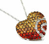 2.05CT DIAMOND & AAA ORANGE & YELLOW SAPPHIRE 14KT WHITE GOLD HEART LOVE PENDANT