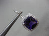 ESTATE LARGE 4.36CT DIAMOND & AMETHYST 14KT WHITE GOLD SQUARE HANGING EARRINGS