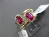 ESTATE WIDE 1.55CT DIAMOND & AAA RUBY 14KT YELLOW GOLD 3D 2 STONE OVAL LOVE RING