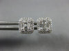 ESTATE .50CT DIAMOND 18K GOLD ROUND & BAGUETTE CLUSTER HALO SQUARE STUD EARRINGS