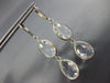 ESTATE LARGE AAA CRYSTAL 14K WHITE GOLD 3D TEAR DROP LEVER BACK HANGING EARRINGS
