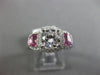 ESTATE WIDE 1.68CT DIAMOND & AAA PINK SAPPHIRE 14K WHITE GOLD 3D ENGAGEMENT RING