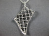 ESTATE .21CT DIAMOND 18K WHITE GOLD 3D OPEN FILIGREE FLOWER FLOATING FUN PENDANT