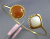 ESTATE .10CT DIAMOND QUARTZ & MOON STONE 14KT YELLOW GOLD SQUARE BANGLE BRACELET