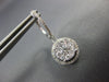 ESTATE 1.0CT DIAMOND 14KT WHITE GOLD ROUND CLUSTER HALO HUGGIE HANGING EARRINGS