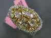 ESTATE LARGE 4.13CT WHITE & FANCY YELLOW DIAMOND 18KT GOLD 3D OVAL CLUSTER RING