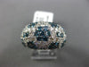 ESTATE WIDE 4.68CT WHITE & BLUE DIAMOND 14KT WHITE GOLD 3D MULTI ROW FLOWER RING