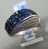 ESTATE WIDE 5.02CT DIAMOND & AAA SAPPHIRE 18KT WHITE GOLD 3D MULTI ROW WAVE RING