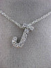 ESTATE .20CT DIAMOND 14KT WHITE GOLD 3D " J " INITIAL FLOATING PENDANT #19407