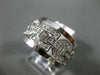 ANTIQUE WIDE .74CT DIAMOND 14KT WHITE GOLD 3D ROUND SQUARE LINK FUN RING #15742