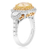 ESTATE LARGE 4.34CT WHITE & FANCY YELLOW DIAMOND 18K 2 TONE GOLD ENGAGEMENT RING