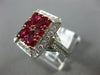ANTIQUE WIDE 2.84CT DIAMOND & AAA RUBY 18KT WHT & ROSE GOLD FILIGREE FLOWER RING