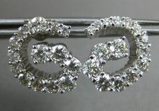 ESTATE 2.18CT DIAMOND 14KT WHITE GOLD 3D CLASSIC SWIRL STUD EARRINGS