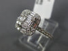 ESTATE WIDE .61CT ROUND & BAGUETTE DIAMOND 18K WHITE GOLD 3D CLUSTER SQUARE RING