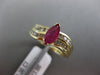 ESTATE .80CT DIAMOND & AAA RUBY 14K YELLOW GOLD 3D MARQUISE WAVE ENGAGEMENT RING