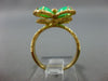 ESTATE WIDE AAA JADE 18KT YELLOW GOLD HANDCRAFTED FOUR CLOVER FLOWER RING