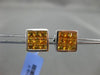 ESTATE LARGE 3.43CT AAA YELLOW SAPPHIRE 18KT WHITE GOLD SQUARE STUD EARRINGS