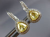 2.44CT WHITE & FANCY YELLOW DIAMOND 18KT 2 TONE GOLD LEVERBACK HANGING EARRINGS