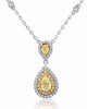 ESTATE 1.27CT WHITE & FANCY YELLOW DIAMOND 18KT 2 TONE GOLD PEAR SHAPE NECKLACE