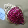 ESTATE LARGE 8.08CT DIAMOND & AAA RUBY 18KT WHITE GOLD 3D CONCH SHELL FUN RING