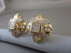 ESTATE LARGE SQUARE 4.80CT DIAMOND PRINCESS CUT 14K YELLOW GOLD CLIP EARRINGS