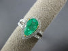 ESTATE 2.55CT DIAMOND & AAA EMERALD 18KT 2 TONE GOLD PEAR SHAPE ENGAGEMENT RING