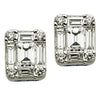 ESTATE .28CT ROUND & BAGUETTE DIAMOND 18KT WHITE GOLD 3D SQUARE STUD EARRINGS