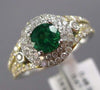 ESTATE WIDE 2.4CT DIAMOND & AAA COLOMBIAN EMERALD 14K WHITE GOLD ENGAGEMENT RING