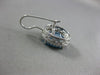 ESTATE MASSIVE 9.90CT DIAMOND & BLUE TOPAZ 14KT WHITE GOLD OVAL HANGING EARRINGS