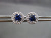 ESTATE .97CT DIAMOND & SAPPHIRE 18KT WHITE GOLD CLASSIC HALO STUD EARRINGS E/F