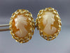 ANTIQUE 14K YELLOW GOLD 3D CLASSIC LADY CAMEO FILIGREE PUSH BACK EARRINGS #20155