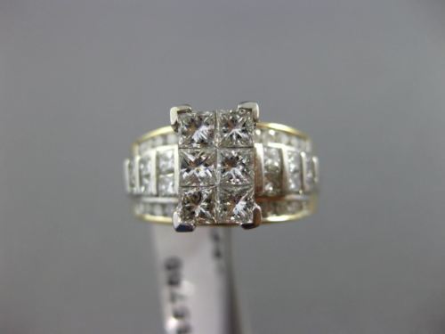 ESTATE LARGE 2.15CT ROUND & PRINCESS DIAMOND 14KT GOLD 3D ENGAGEMENT RING #21530