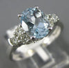 ESTATE 1.42CT DIAMOND & AAA OVAL CUT AQUAMARINE 14KT WHITE GOLD ENGAGEMENT RING