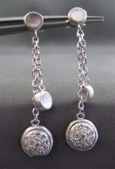 ESTATE .32CT DIAMOND 14KT WHITE GOLD MULTI STRAND CIRCULAR DROP HANGING EARRINGS