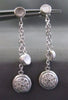 ESTATE .32CT DIAMOND 14KT WHITE GOLD MULTI STRAND CIRCULAR DROP HANGING EARRINGS