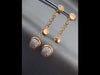 ESTATE .32CT DIAMOND 14KT ROSE GOLD 3D MATTE & SHINY CIRCULAR HANGING EARRINGS