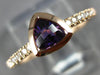 ESTATE .44CT DIAMOND & AAA TRILLION CUT AMETHYST 14K ROSE GOLD 3D BEZEL FUN RING