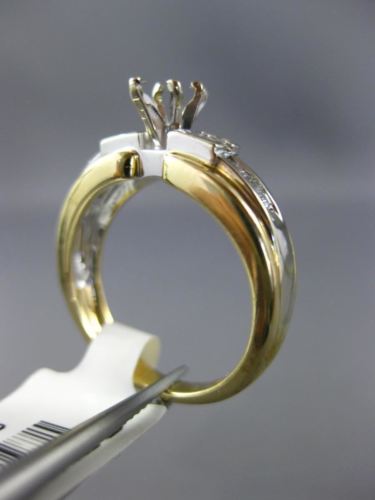 ESTATE .62CT MULTI SHAPE DIAMOND 14K TWO TONE GOLD 3D SEMI MOUNT ENGAGEMENT RING