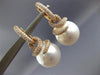 ESTATE LARGE 1.55CT DIAMOND & AAA SOUTH SEA PEARL 18K ROSE GOLD HANGING EARRINGS