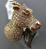 ESTATE EXTRA LARGE 1.88CT DIAMOND 14KT ROSE GOLD 3D HANDCRAFTED COW FUN RING