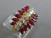 ESTATE 1.45CT ROUND MARQUISE DIAMOND & RUBY 14KT TWO TONE 3D GOLD BALLERINA RING