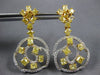 ESTATE LARGE 6.48CT WHITE & FANCY YELLOW DIAMOND 18KT TWO TONE GOLD 3D EARRINGS