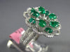ESTATE LARGE 3.12CT DIAMOND & AAA EMERALD 18KT WHITE GOLD 3D FLOWER LOVE RING
