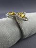 ESTATE 1.03CT WHITE & FANCY YELLOW DIAMOND 14KT 2 TONE GOLD 3D DOUBLE HEART RING